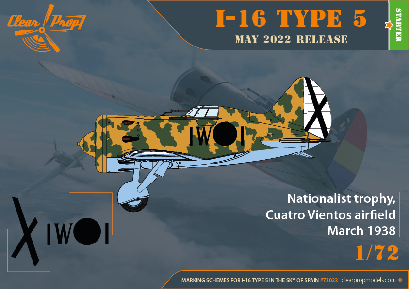 Decoración 8 de la maqueta del caza ruso Polikarpov  I-16 durante la Guerra Civil Española en escala 1:72 de Clear Prop Models referencia 72023