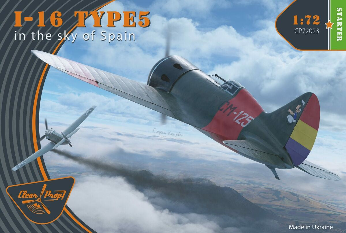 Portada de la maqueta del caza ruso Polikarpov  I-16 durante la Guerra Civil Española en escala 1:72 de Clear Prop Models referencia 72023