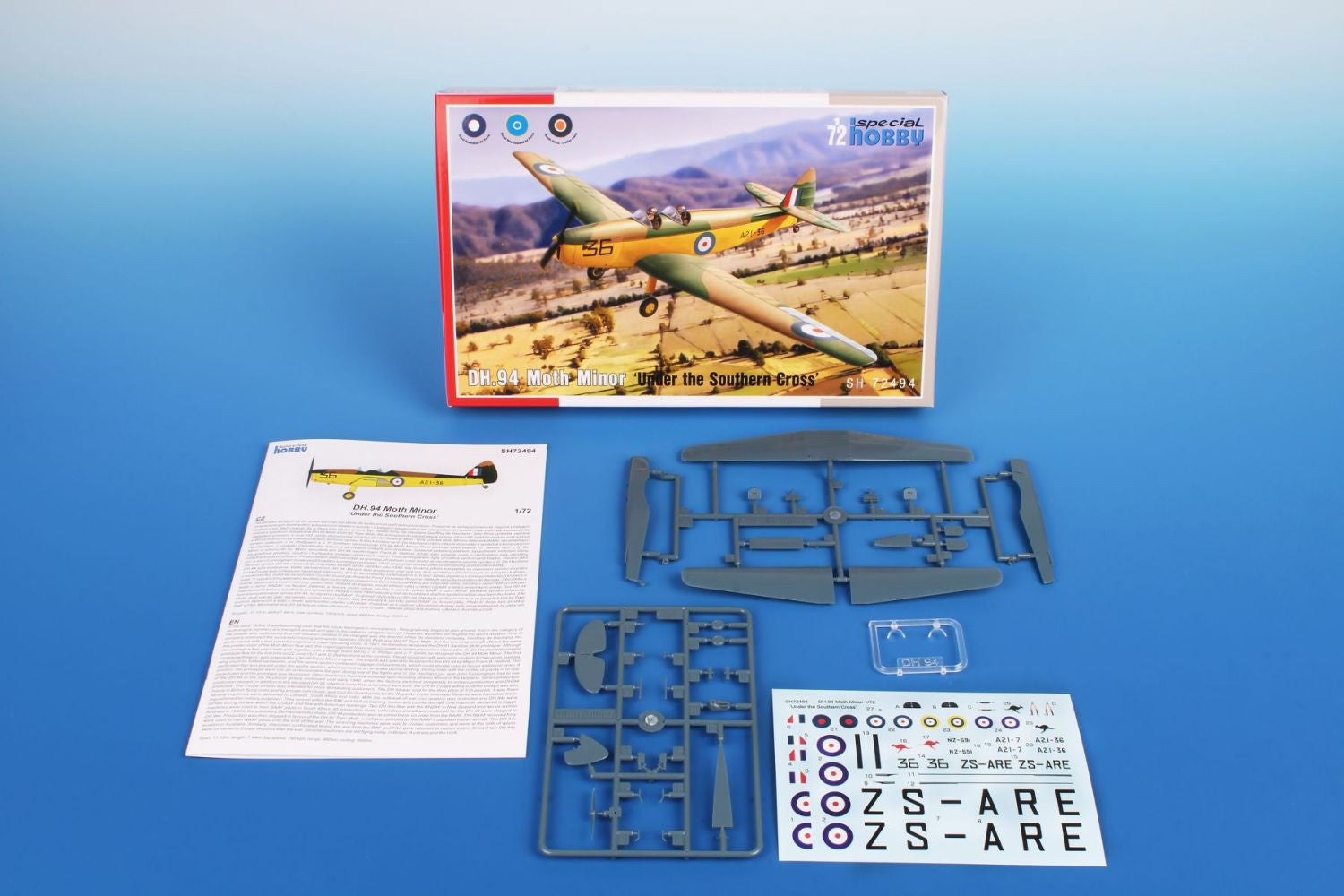 Contenido de la caja de la maqueta del avión británico DH.94 en escala 1:72 de Special Hobby referencia 72494