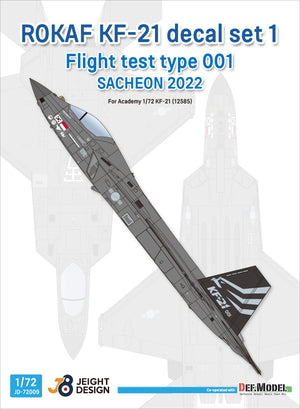 Portada del set de calcas para caza Surcoreano KF-21 en su primer test en escala 1:72 de Def Model referencia JD-72009
