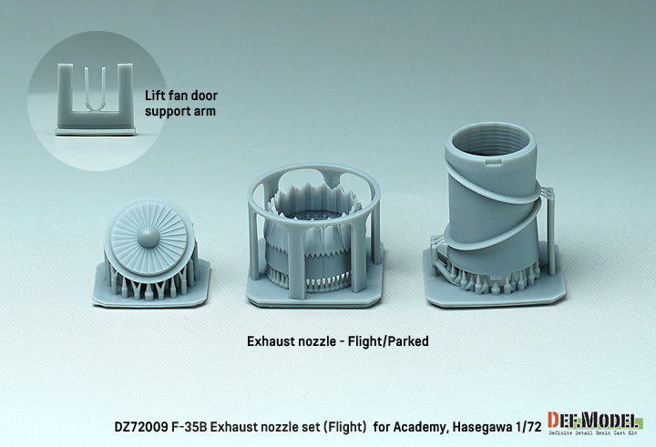 Contenido del set de motor y escape en posición de vuelo del avión norteamericano F-35B Lightning II en escala 1:72 de Academy referencia ZD72009