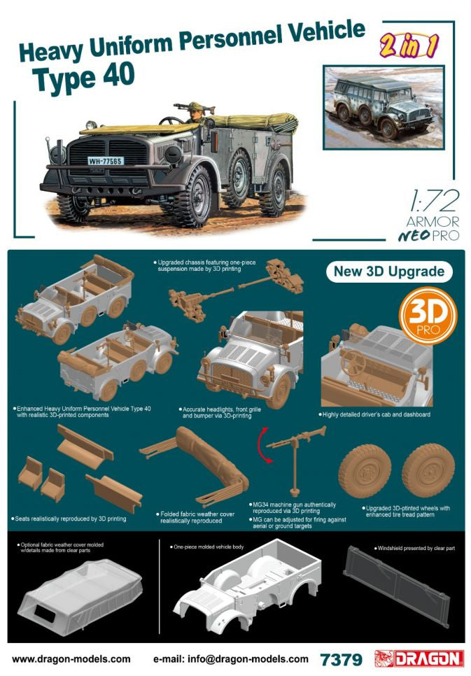 Detalles de la maqueta del vehículo de transporte de perosnal Typ 40 Horch en escala 1:72 de Dragon referencia 7379