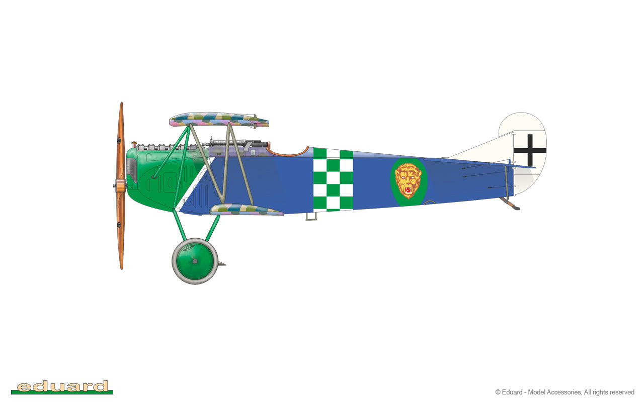 Decoración 2 de la maqueta del caza alemán Fokker D.VII (OAW) edición PorfiPACK en escala 1:72 de Eduard referencia 70131