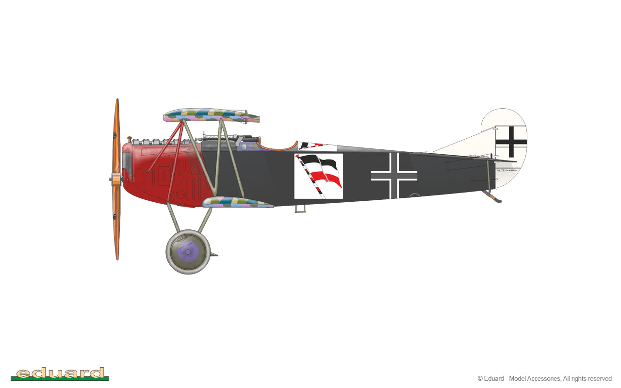 Decoración 3 de la maqueta del caza alemán Fokker D.VII (OAW) edición PorfiPACK en escala 1:72 de Eduard referencia 70131