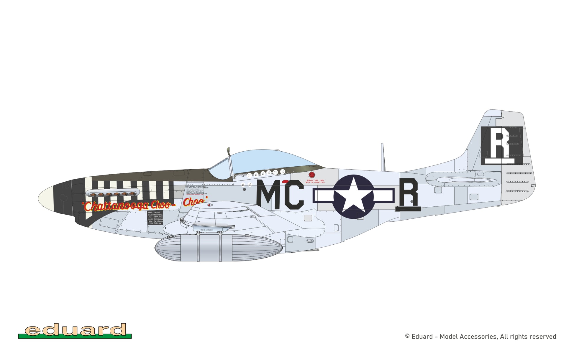Decoración 1 de la maqueta del caza P-51D Mustang en escala 1:72 de Eduard Weekend edition referencia 7477