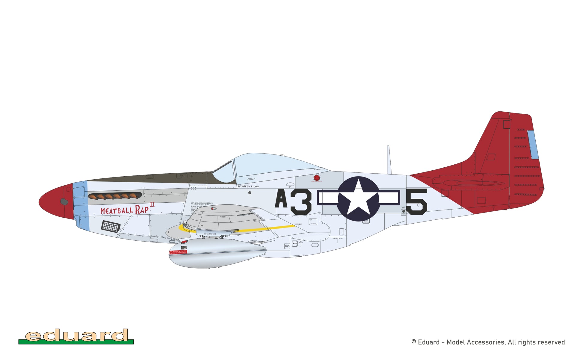 Decoración 3 de la maqueta del caza P-51D Mustang en escala 1:72 de Eduard Weekend edition referencia 7477