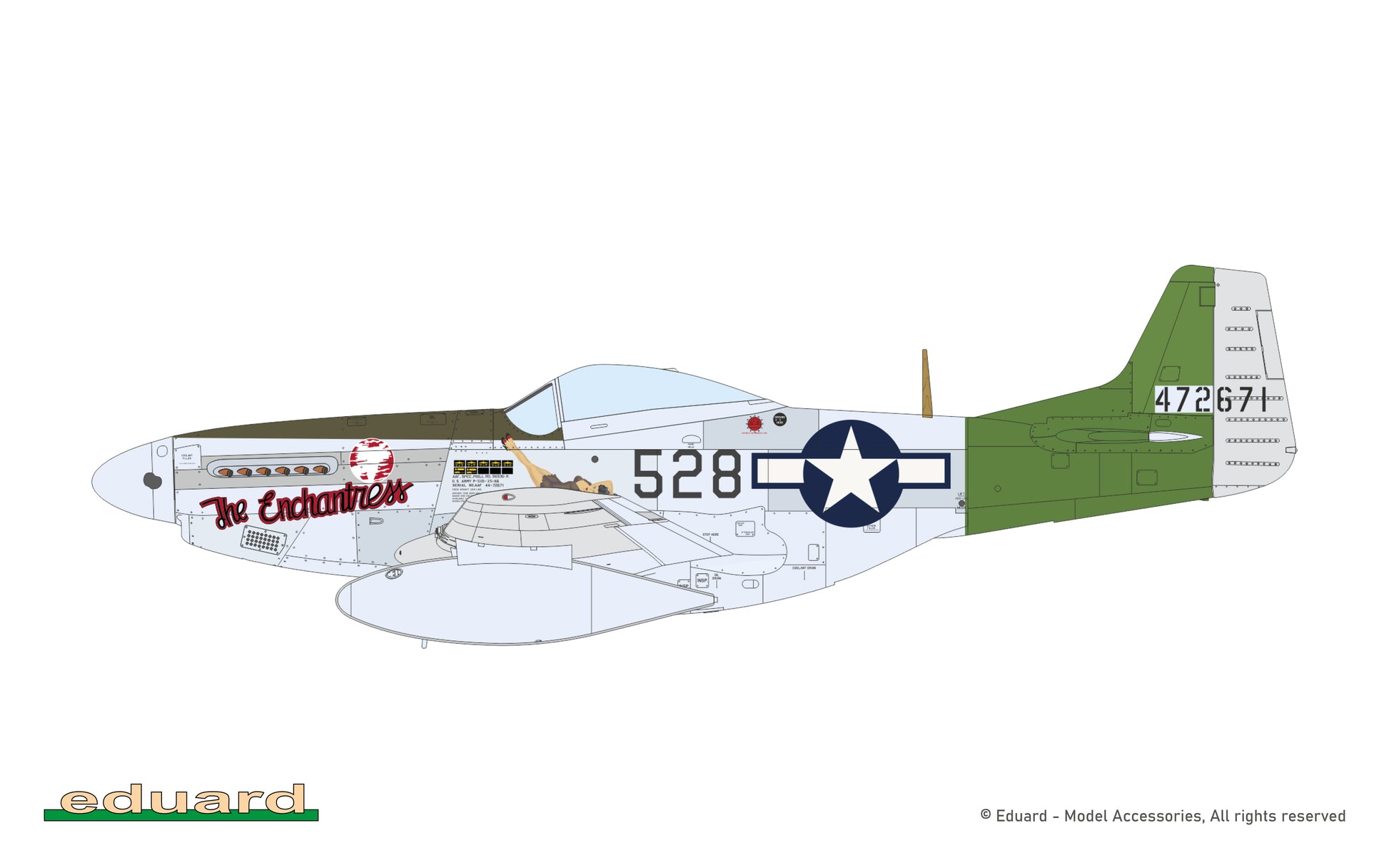 Decoración 4 de la maqueta del caza P-51D Mustang en escala 1:72 de Eduard Weekend edition referencia 7477