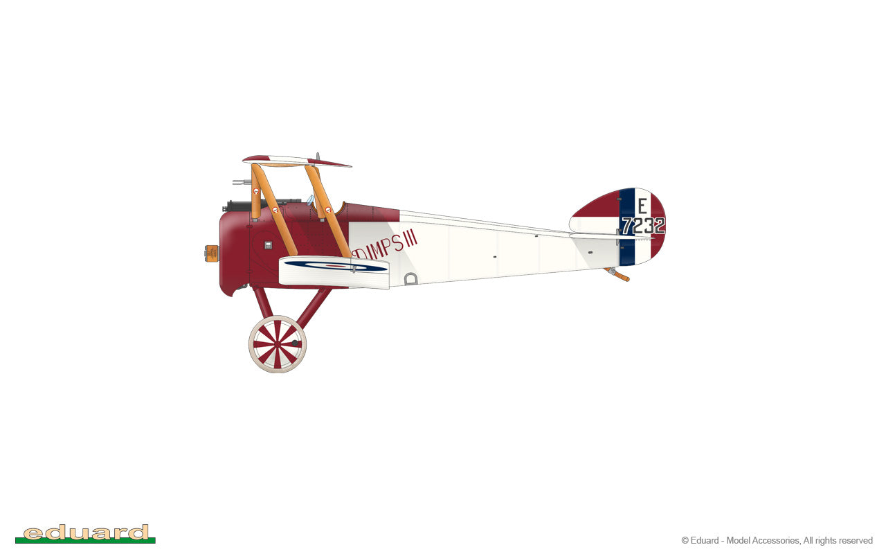 Decoración 2 de la maqueta del caza británico Sopwith Camel F.1 motor Clerget en escala 1:48 de Eduard edición Weekend referencia 8486