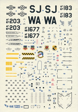 Set de calcas para caza F-15 E Eagle en escala 1:72 de Hi Deacl Line referencia 72-009