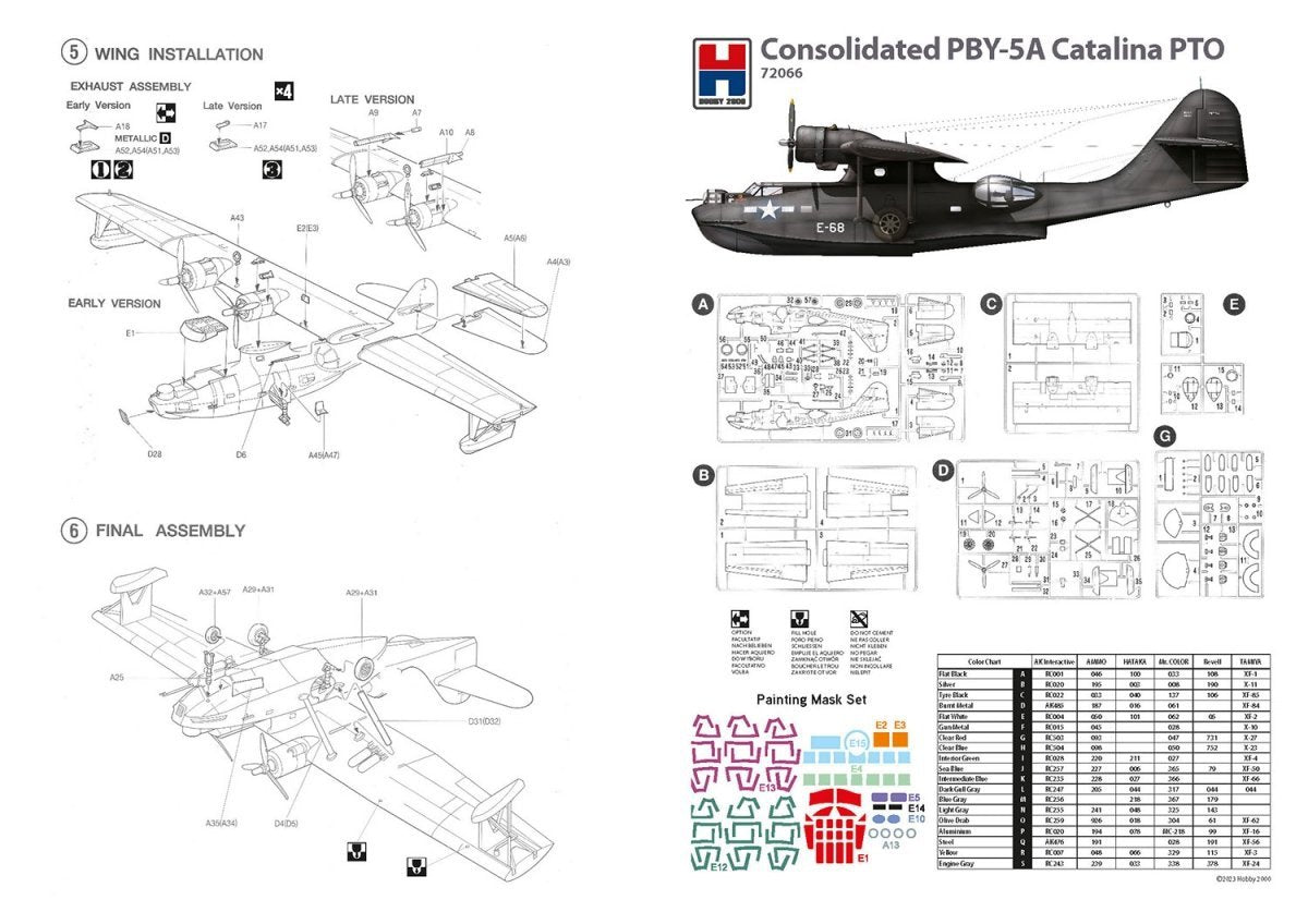Instrucciones 1 de la maqueta del hidroavión norteamericano PYB-5 PTO Catalina en escala 1:72 de Hobby 2000 referencia 72066