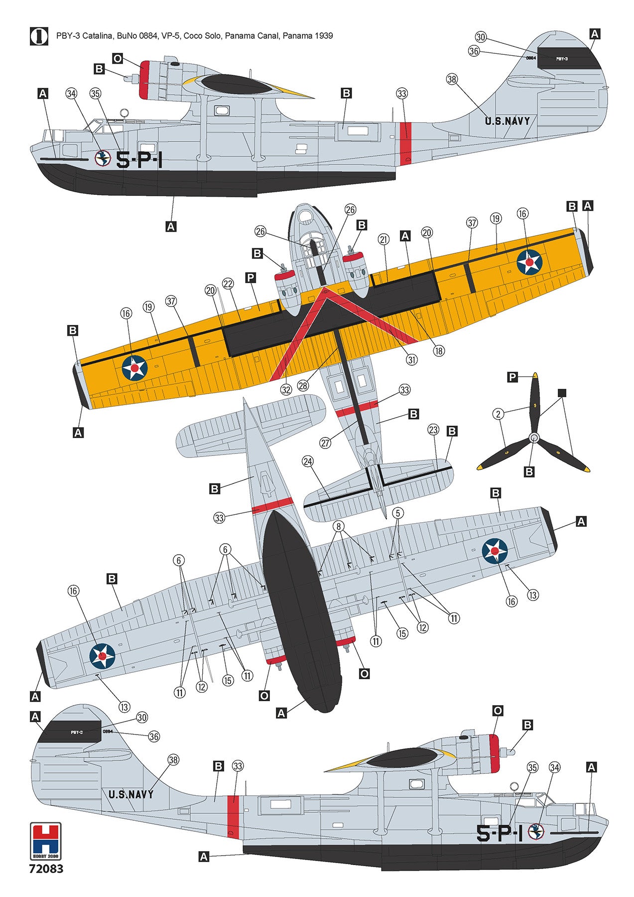 Decoración 1 de la maqueta del hidroavión norteamericano Consolidated PYB-3 Catalina en escala 1:72 de Hobby 2000 referencia 72083