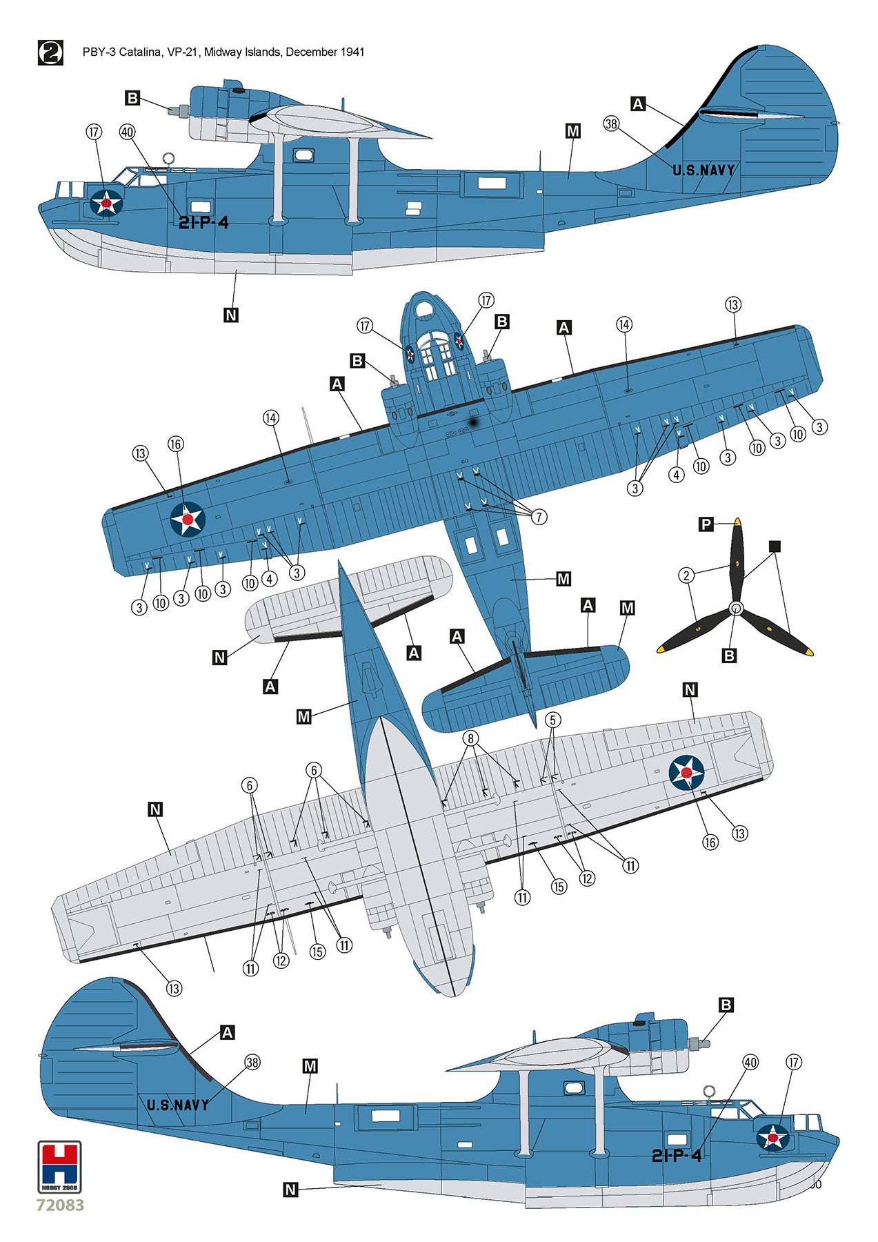 Decoración 2 de la maqueta del hidroavión norteamericano Consolidated PYB-3 Catalina en escala 1:72 de Hobby 2000 referencia 72083