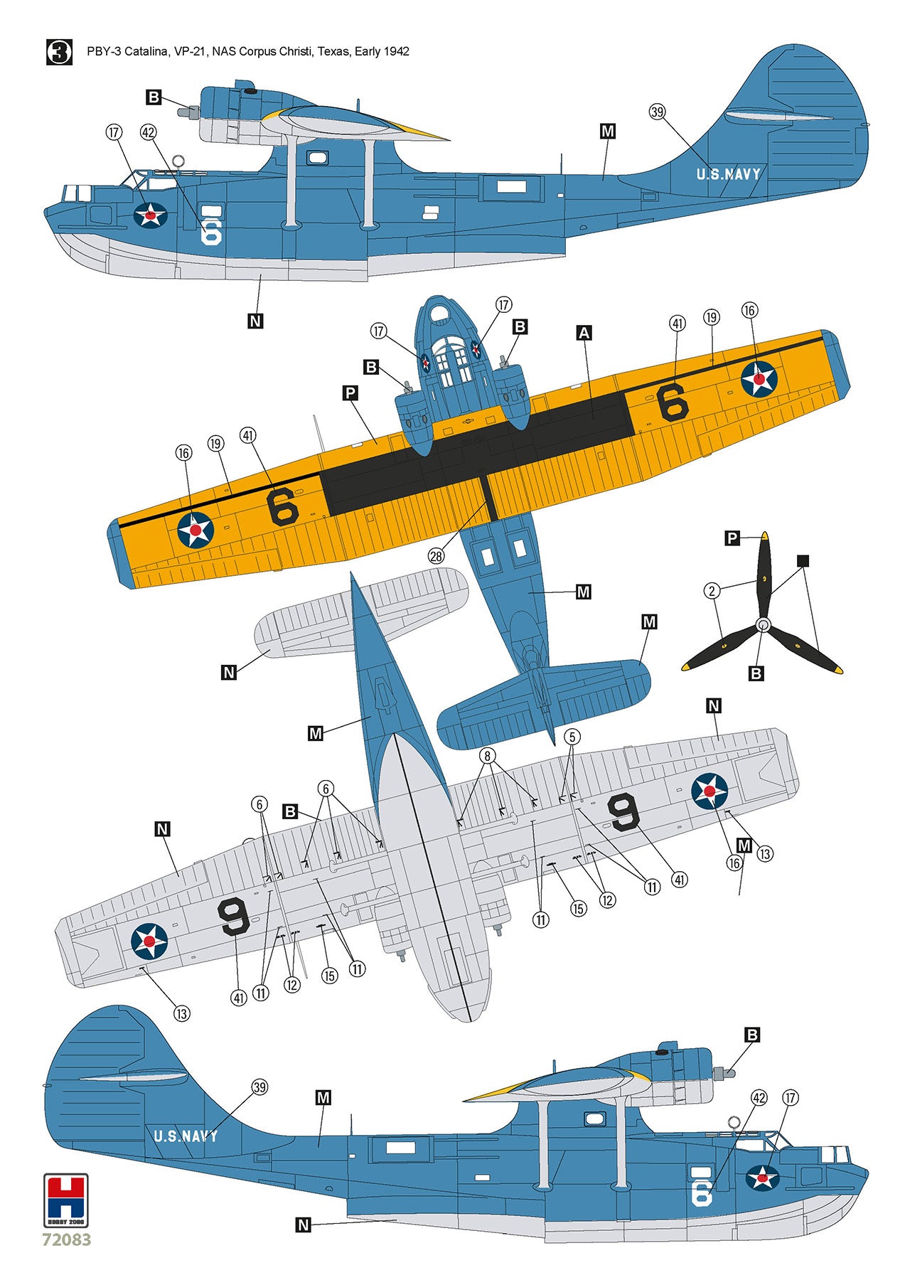 Decoración 3 de la maqueta del hidroavión norteamericano Consolidated PYB-3 Catalina en escala 1:72 de Hobby 2000 referencia 72083