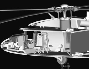 Detalle del interior de la maqueta del helicóptero norteamericano de rescate HH-60H Rescue Hawk versión final en escala 1:72 de Hobby Boss referencia 87233