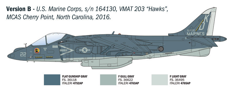 Decoración 2 de la maqueta del caza embarcado AV-8B Harrier II en escala 1:72 de Italeri referencia 0193