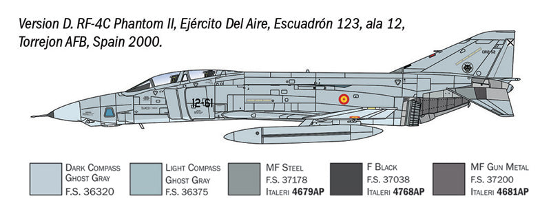 Decoración 4 de la maqueta del avión de reconocimiento RF-4 C/E Phantom II en escala 1:72 de Italeri referencia 1477