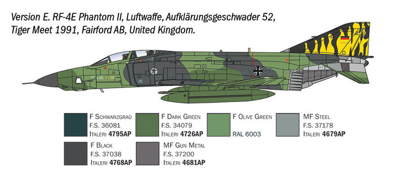 Decoración 5 de la maqueta del avión de reconocimiento RF-4 C/E Phantom II en escala 1:72 de Italeri referencia 1477