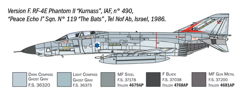 Decoración 6 de la maqueta del avión de reconocimiento RF-4 C/E Phantom II en escala 1:72 de Italeri referencia 1477