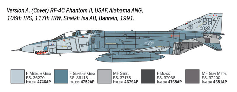 Decoración 1 de la maqueta del avión de reconocimiento RF-4 C/E Phantom II en escala 1:72 de Italeri referencia 1477