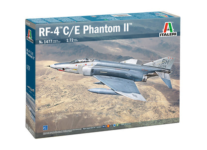 Portada de la caja de la maqueta del avión de reconocimiento RF-4 C/E Phantom II en escala 1:72 de Italeri referencia 1477