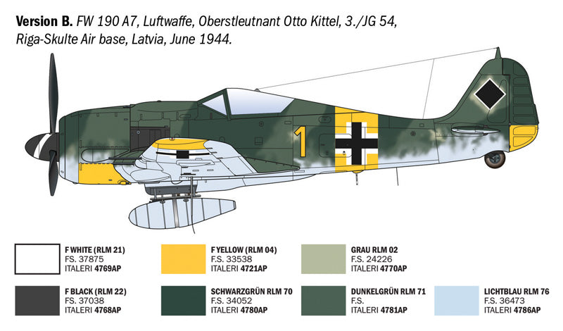Decoración 2 de la maqueta del caza alemán Fw-190 A7 o A8 edición Ases WW2 en escala 1:72 de Italeri referencia 1490