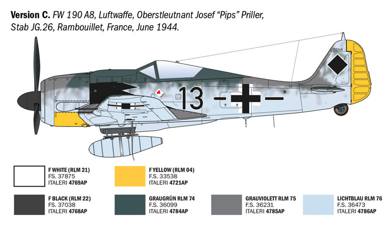 Decoración 3 de la maqueta del caza alemán Fw-190 A7 o A8 edición Ases WW2 en escala 1:72 de Italeri referencia 1490