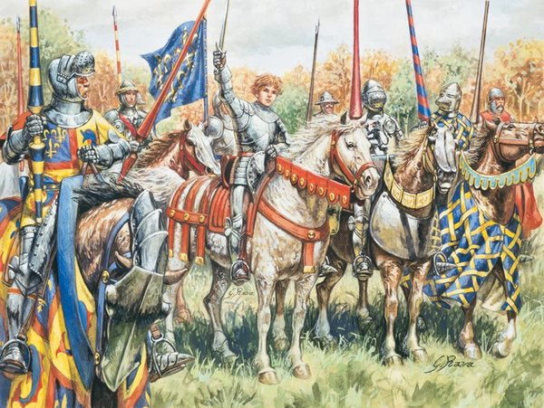 Portada de la caja de figuras de Caballeros y soldados franceses durante la Guerra de los 100 días en escala 1:72 de Italeri referencia 6026