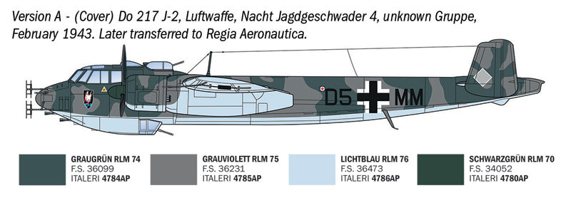 Decoración 1 de la maqueta del caza nocturno alemán Dornier Do-217 J-1/J-2 en escala 1:72 de Italeri referencia 91622