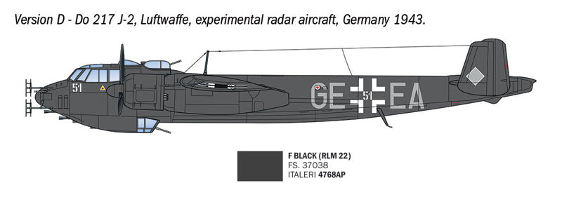 Decoración 4 de la maqueta del caza nocturno alemán Dornier Do-217 J-1/J-2 en escala 1:72 de Italeri referencia 91622