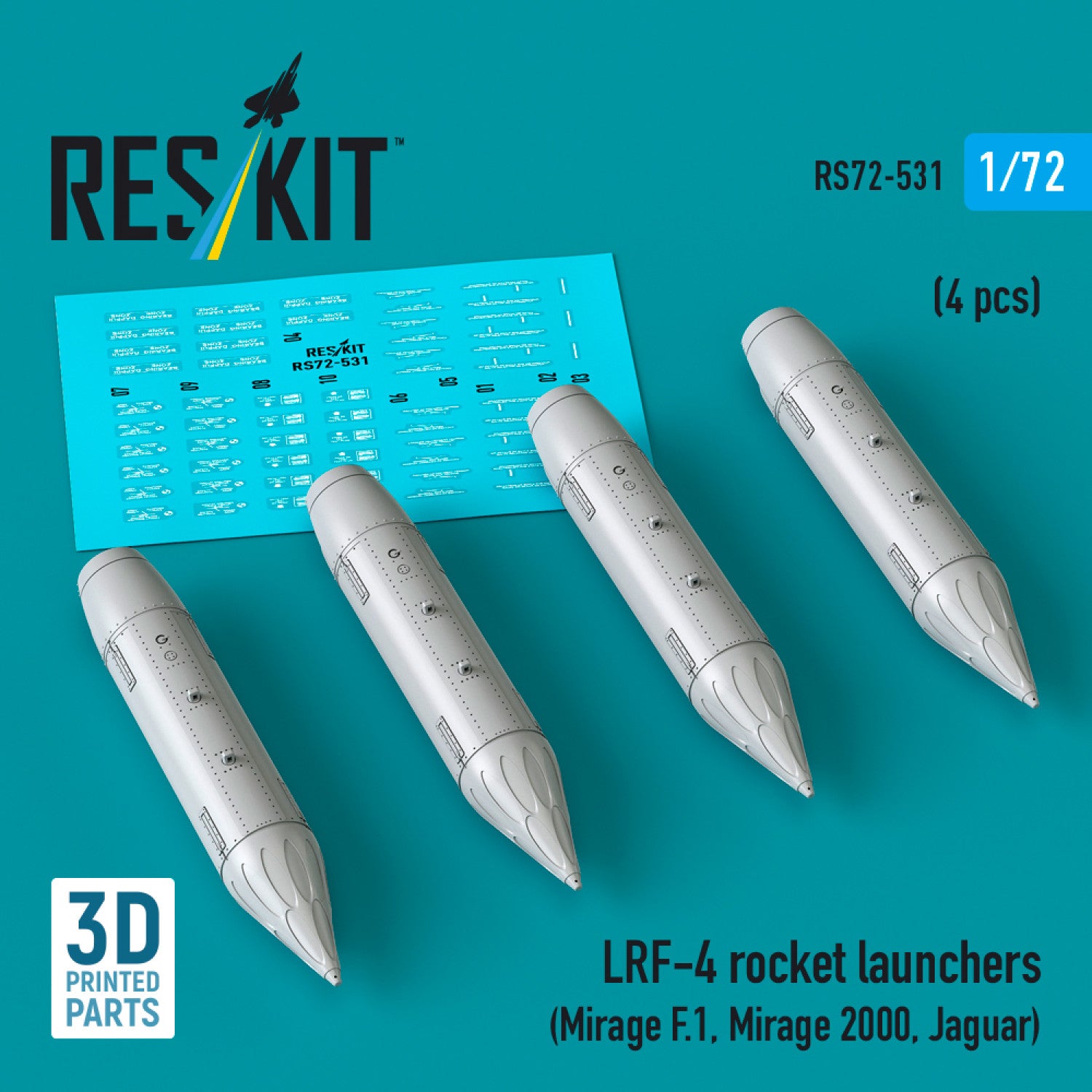 Set de 4 lanzadores de cohetes LRF-4 en escala 1:72 de Reskit referencia RS72-0531