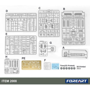 Contenido de la maqueta del M142 HIMARS en versión ATACMS/GMLRS en escala 1:72 de Foreart referencia 2008