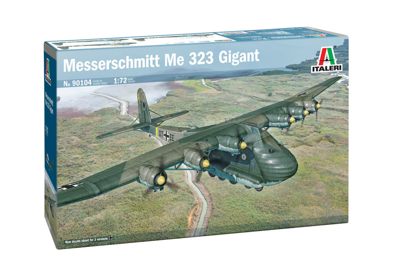 Portada de la caja de la maqueta del avión de transporte alemán Me-323 Giant en escala 1:72 de Italeri referencia 0104