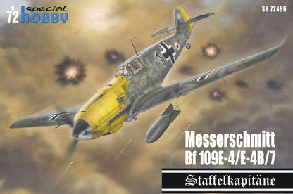 Portada de la caja de la maqueta del caza alemán Messerschmitt Bf 109 E4/7 en escala 1:72 de Special Hobby referencia 72496