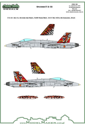 Decoración del set de calcas en escala 1:72 conmemorativas de los 30 años de los F/A-18 del Ala 15 de ModelMaker Decals referencia D72090