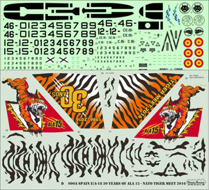 Set de calcas en escala 1:72 conmemorativas de los 30 años de los F/A-18 del Ala 15 de ModelMaker Decals referencia D72090