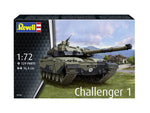 Portada de la caja de la maqueta del carro de combate británico Challenger 1 en escala 1:72 de Revell referencia 03365