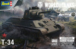 Portada de la caja de la maqueta del tanque soviético T-34 en escala 1:72 con sistema Easy Click de Revell referencia 03510
