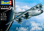 Portada de la caja de la maqueta del avión de transporte Airbus A400M Atlas en escala 1:72 de Revell referencia 03929