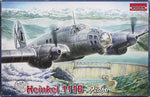 Portada de la caja de la maqueta del bombardero alemán de la Legión Cóndor Heinkel 111B Pedro en escala 1:72 de Roden referencia 005