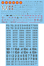 Detalle del set de calcas con insignias españolas para las maquetas del caza F-104G en escala 1:72 de Series Españolas referencia 2372