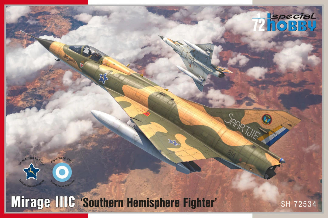 Portada de la caja de la maqueta del caza Mirage III en versión C en escala 1:72 de Special Hobby referencia 72534