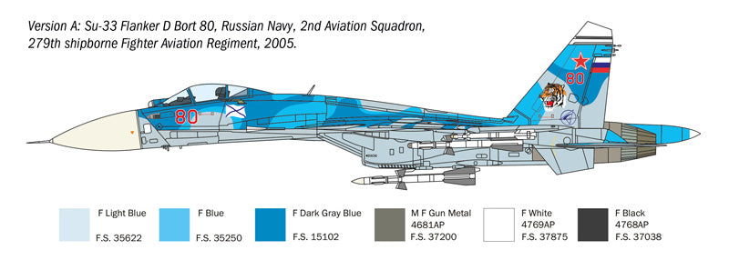 Decoración 1 de la maqueta del caza ruso Su-33 Flanker en escala 1:72 de Italeri referencia 0197