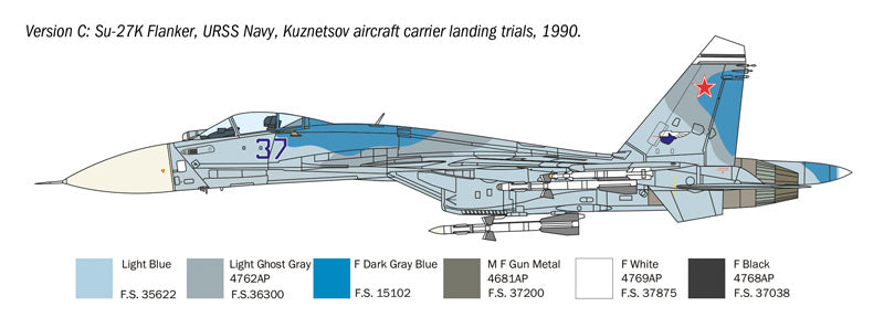 Decoración 3 de la maqueta del caza ruso Su-33 Flanker en escala 1:72 de Italeri referencia 0197