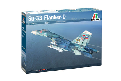 Portada de la caja de la maqueta del caza ruso Su-33 Flanker en escala 1:72 de Italeri referencia 0197