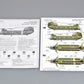 Decoraciones de la maqueta del helicóptero norteamericano Boeing CH-47 en versión A en escala 1:72 de Trumpeter referencia 01621