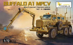 Portada de la caja de la maqueta del vehículo blindado Buffalo en versión limpia minas con sistema MPCV en escala 1:72 de Vespid Models referencia 720035