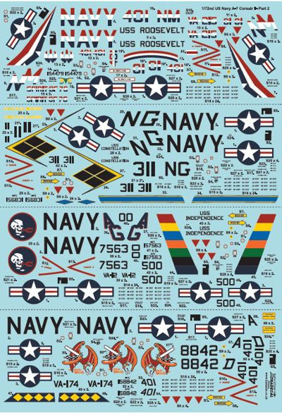 Hoja de calcas Xtradecal para caza A-7 Corsair II en escala 1:72 referencia XDL-72241