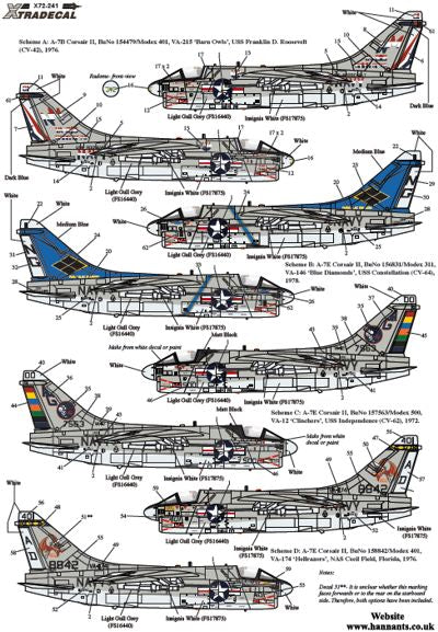 Instrucciones 2 de la hoja de calcas Xtradecal para caza A-7 Corsair II en escala 1:72 referencia XDL-72241