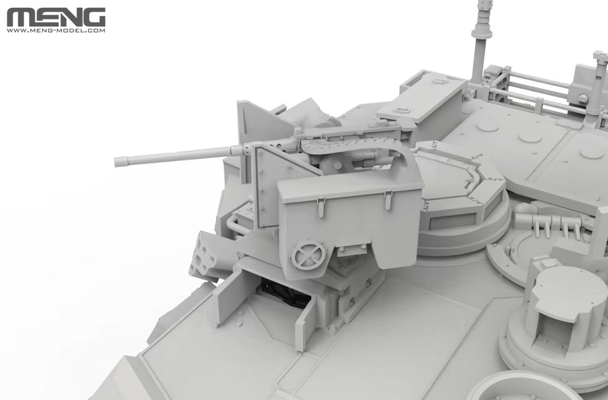 Detalle de la ametralladora principal de la maqueta del carro de combate norteamericano M1A2 Abrams SEP v2 con blindaje activo Trophy en escala 1:72 de Meng referencia 72-016