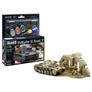 Model set de Panzer II Ausf. F en escala 1:76 con pinturas, pincel y pegamento de Revell referencia 63229
